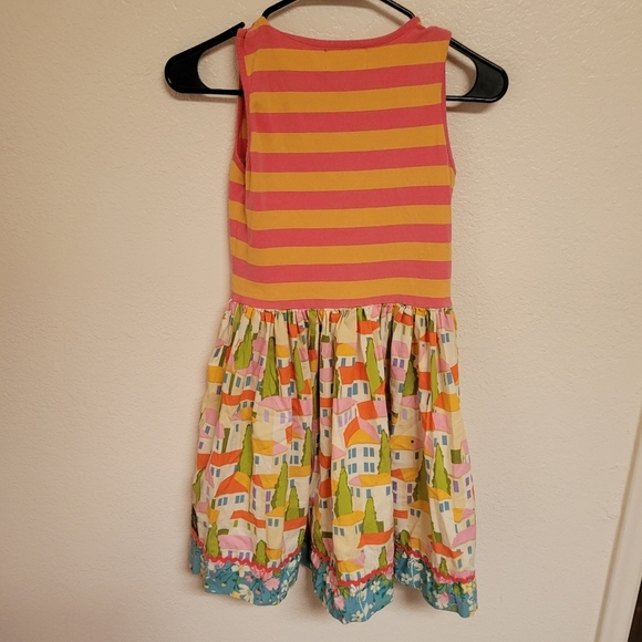Matilda Jane Orange And Pink Striped Dress with House Print Skirt - Picture 4 of 6